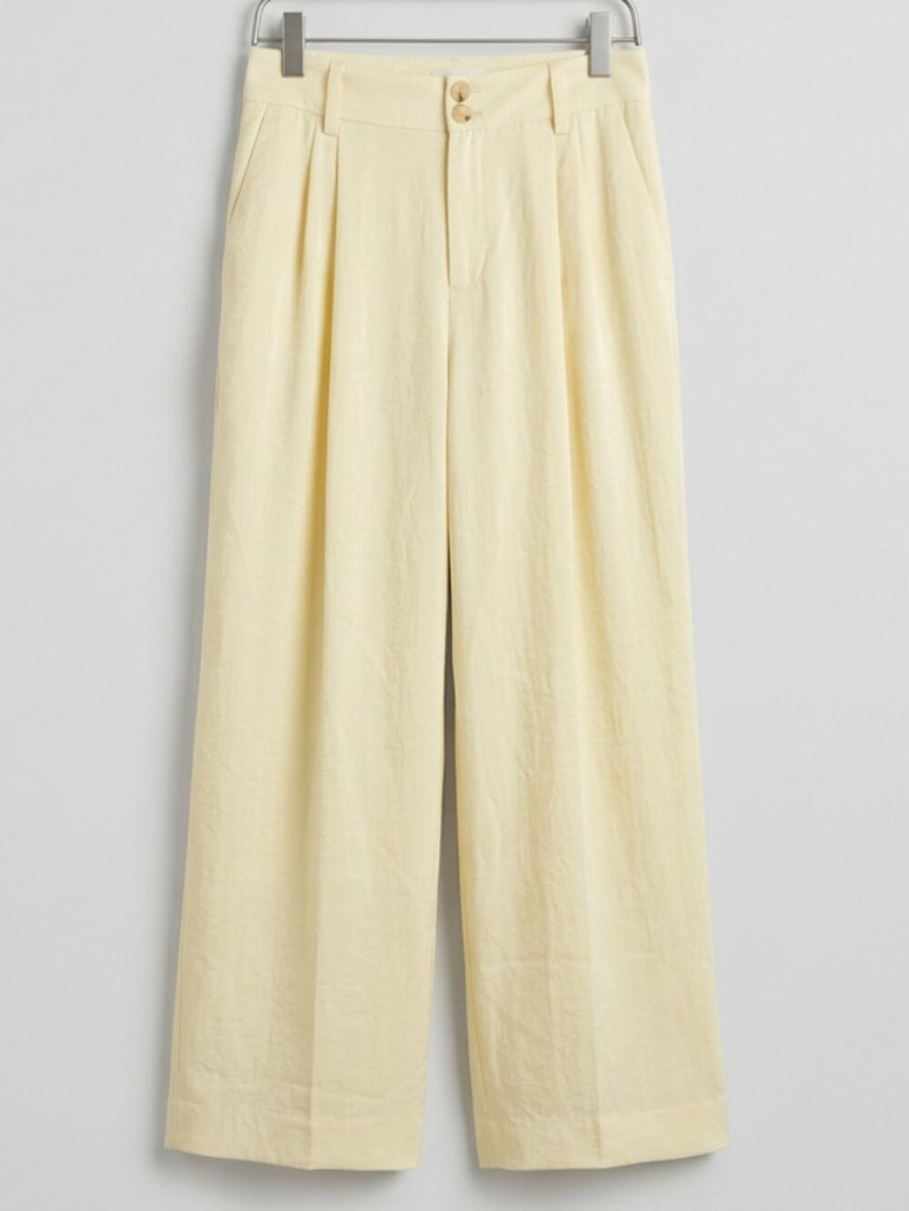 Vince Pale Yellow Wide-Leg Trousers Size 14